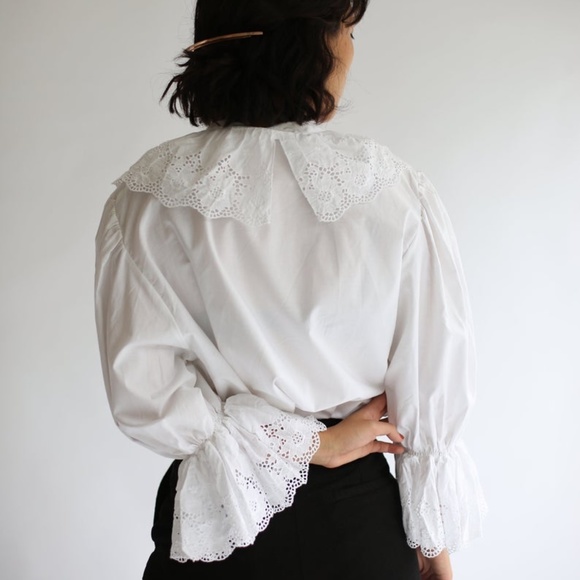 Vintage Rawson White Ruffle Puff Sleeve Blouse - Picture 2 of 7